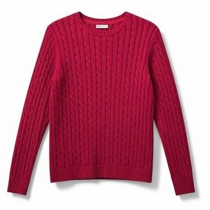 LL Bean‎ Cable Knit Sweater Red Large
